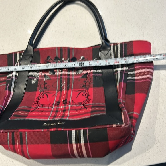 Victoria’s Secret Red Plaid Signature Weekend Tote Bag Purse - Picture 6 of 11